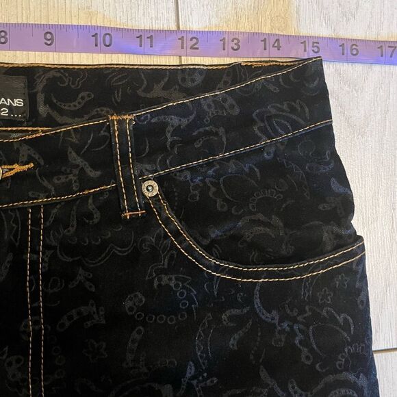 90s vintage black velvet jacquard mid rise bootcut pants - Picture 8 of 12